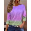 Women's 3D Printed Gradient Printed T-shirt Fashion Long Sleeve Round Neck Regular Tops Holiday Weekend Spring and Autumn