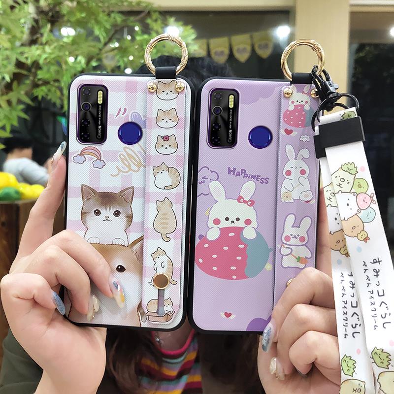 Cute Ring Phone Case For Tecno Camon15/15Air/16S/KD7H/CD6/CD7/Spark5/5Pro Anti-dust Back Cover Wristband Phone Holder
