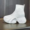 Хиты продаж Вязаные носки-ботинки для женщин 2025 Осень Толстая подошва Стразы Вязаная обувь Повседневные Скрытая платформа Эластичные ботинки