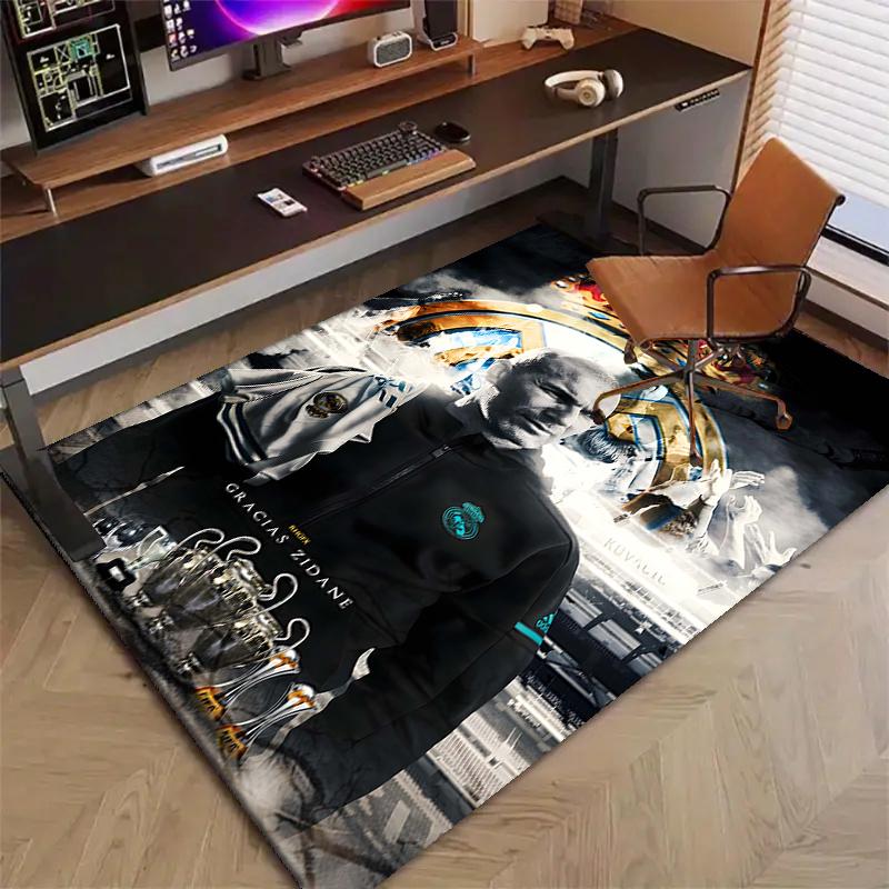 Zinedine Zidane Polyester Carpet, Soft Indoor Mat for Office Chair, Living Room, Computer Desk - Decorative Home Office Rug Design