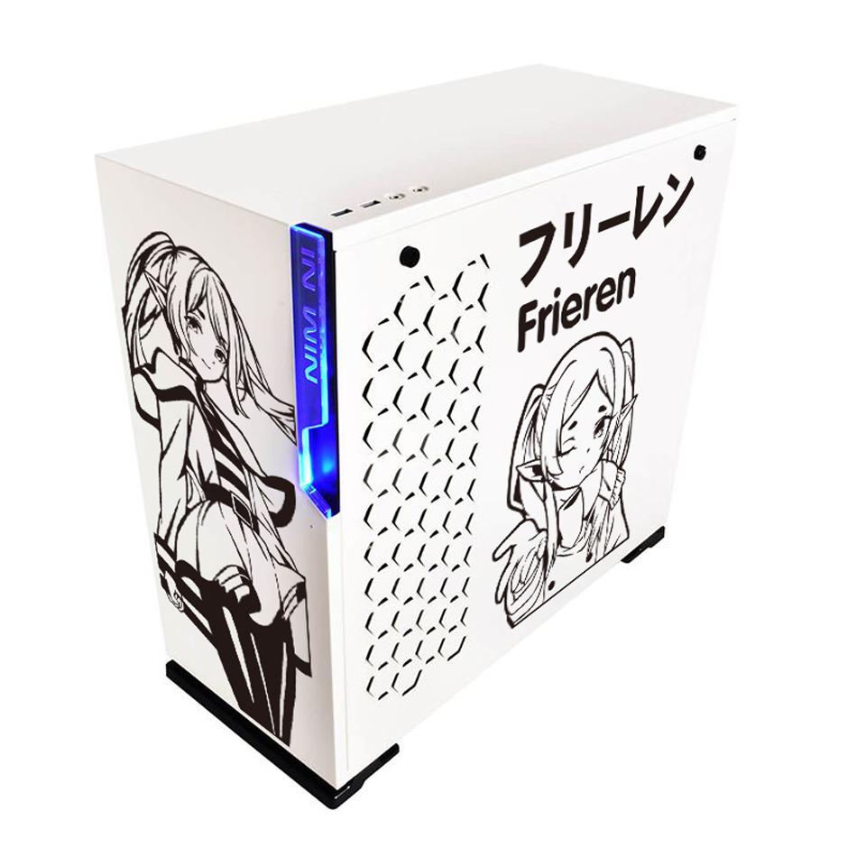 Frieren Anime Stickers for PC Case,Japanese Cartoon Graffiti Decor Decals for Atx Computer Chassis,Hollow Out Vinyl Sticker