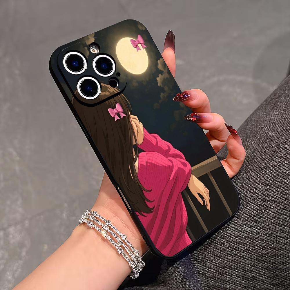 Cartoon anime girl pattern phone case suitable for iPhone 17 16 15 14 13 12 11 Pro/Max/Plus anti drop and shockproof back cover