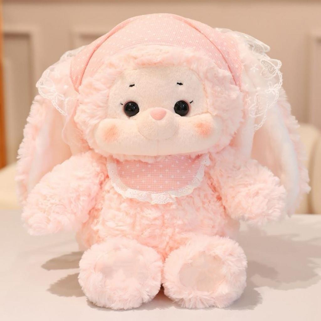 Cute Sheep Rabbit Plush Toys With Polka Dot Bow And Scarf Decoration Gift For