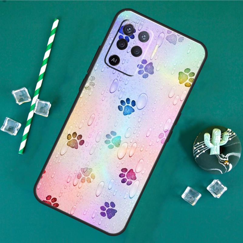 Чехол с лапкой собаки и кошки для Oppo A40 A60 A80 A16 A76 A96 A18 A38 A58 A78 A98 A91 A15 A17 A74 A94 A54 A57S