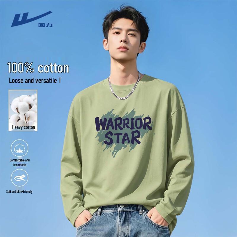 Warrior Men's Cotton Long-Sleeve Casual Crewneck T-Shirt