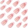 24 штуки Простые короткие миндалевидные накладные ногти Французский розовый 3D накладной ноготь Многоразовый накладной ноготь