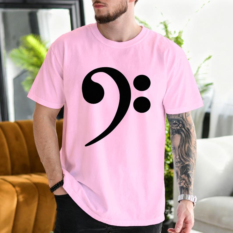Unisexs Crew Neck T Shirt Bass Clef Music Note Graphic Tee Music Lover Gift Casual Short Sleeve Tops For Daily Concert Party Wear