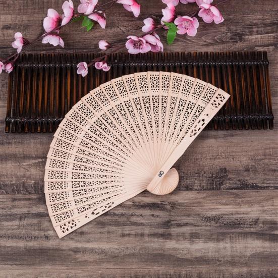 1/10/20Pcs Wooden Folding Fan Hollow Portable Fan Summer Hand Held Ribs Wedding Desktop Decoration