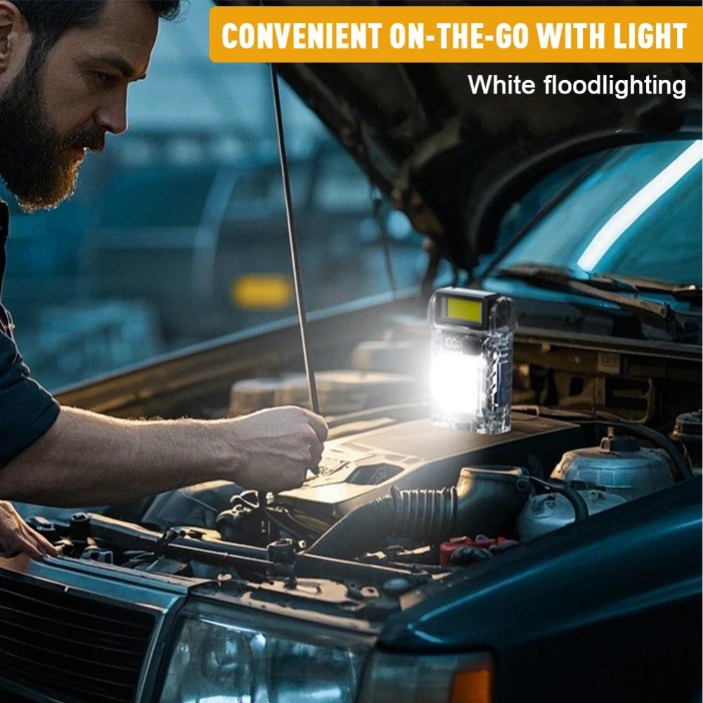 Portable LED COB+SMD Flashlight Head Rotation Magnetic Torch Built-in Battery USB Rechargable Outdoor Camping Emergency Lantern