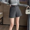 Women's High-Waist Black Loose Straight-Leg A-Line Suit Shorts - Korean Style, Spring/Summer Casual Wear