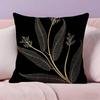 Golden Branches and Jade Leaves Pillow Case Anti-dustmite Pillowcase Invisible zipper silky short plush Sofa cushion cover