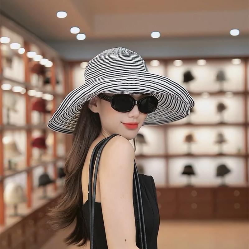 Beach hat children's fashion striped face small bucket hat summer new outdoor travel sun hat