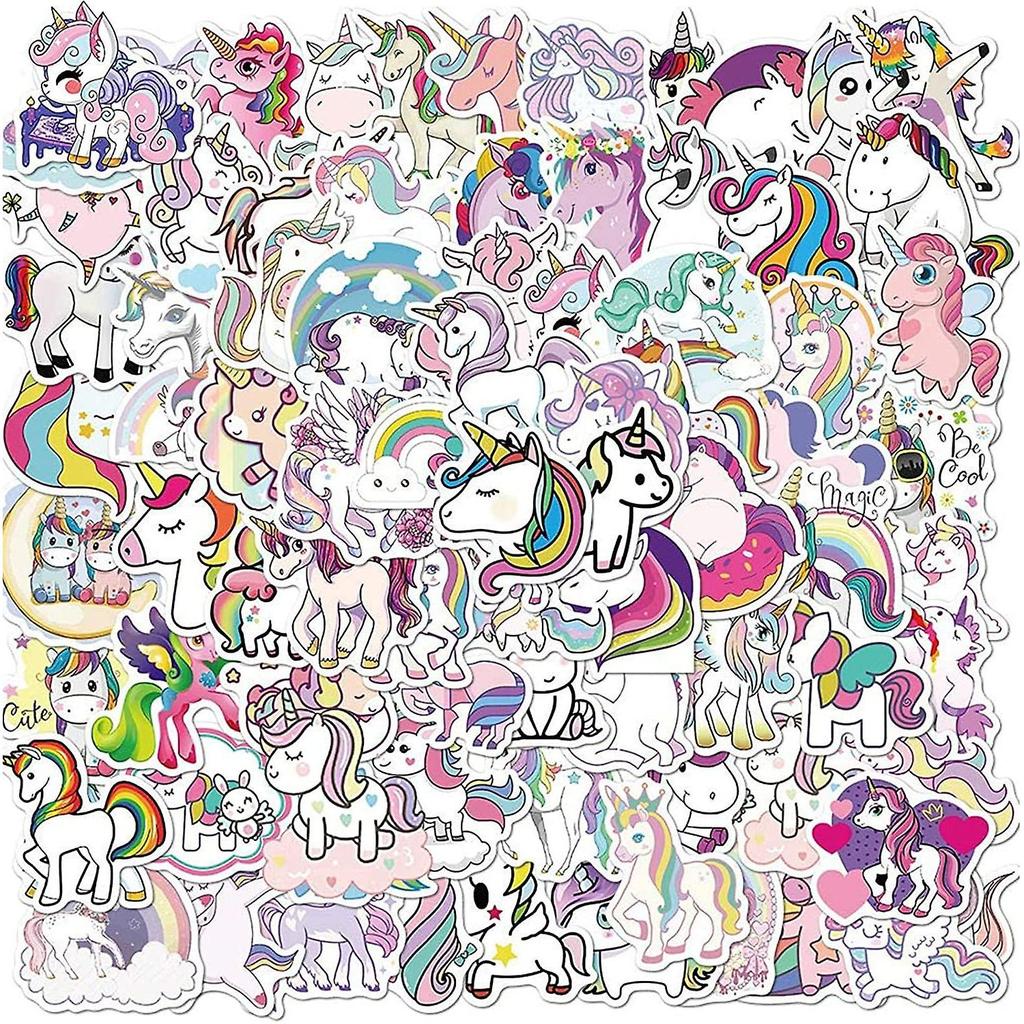 100pcs Cute Vinyl Unicorn Stickers for Kids , Girly Sticker for Water Bottle Laptop Scrapbook pad Phone Skateboard,Waterproof Unicorn Christmas Gifts