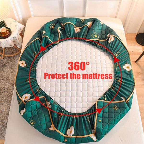 Printing Bed Fitted Sheet Cotton Thick Quilted Soft Elastic Fitted Sheet Bedding Mattress Cover Topper Single Full Queen King Sheet&Pillowcases