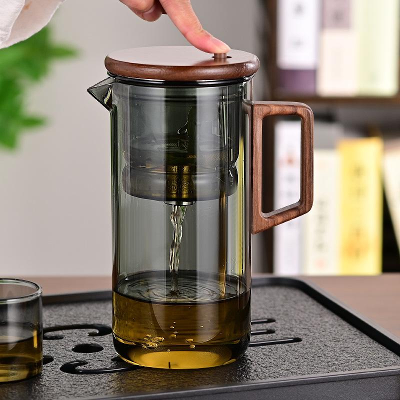 Stainless Steel Teapot Accessories Heat-resistant Glass Black Walnut One Keyed Water Thickening Household Tea Separation Cup New