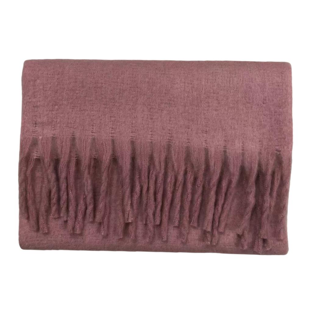 Solid Color Mohair Loop Yarn Scarf Women's Autumn and Winter New High-end Versatile Warm Scarf Shawl Dual-purpose