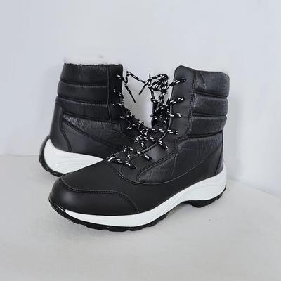 Женские водонепроницаемые ботинки на платформе с толстой подошвой, теплые зимние ботинки 2024 года, модные рабочие ботильоны для зимы, теплая плюшевая хлопковая обувь