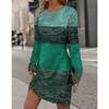 Women's Fashion Autumn Winter Long Sleeve O-Neck Casual Dresses