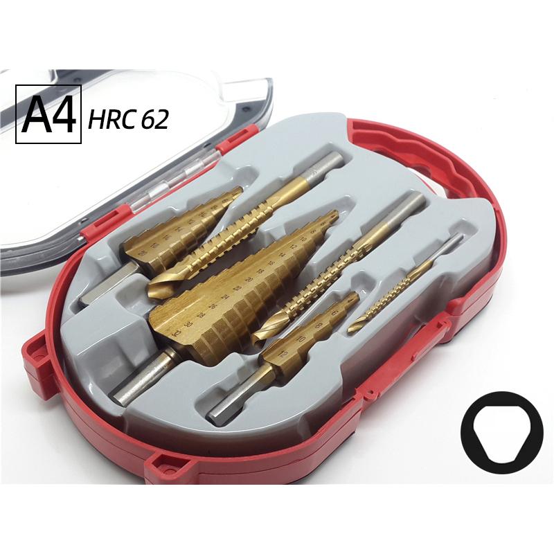 6Pcs HSS Steel Titanium Step Drill Bit Set 4-12/20/32mm Metal Hole Cutter Wood Cone Core Drilling Hole Saw Tool+3,6,8 Saw Drill