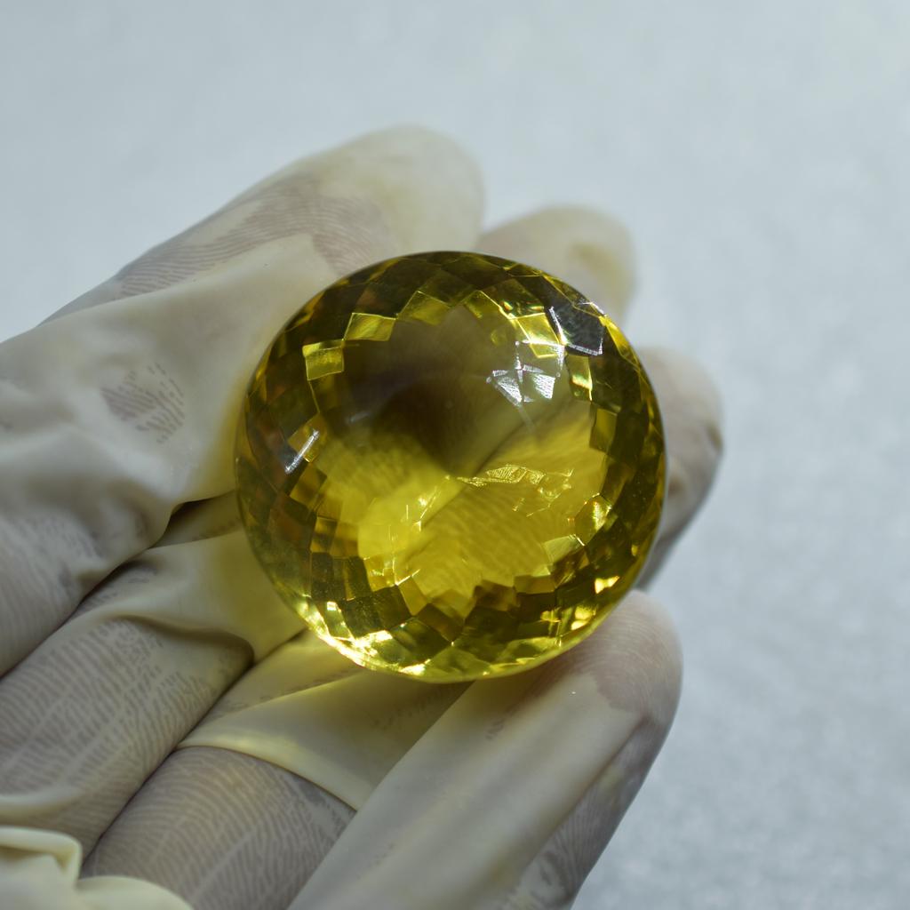 Natural Yellow Citrine Pendant Size Round 62.95 Ct Huge Size Gemstone