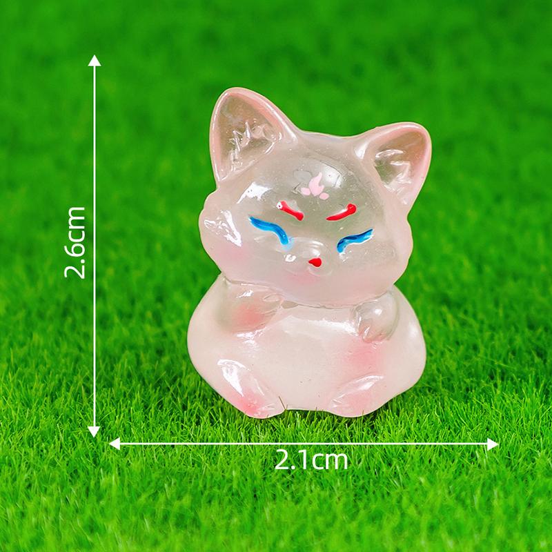 Cartoon Cute Mini Luminous Little Fox Micro Ornaments Miniature Figurines Creative Diy Home Decoration Accessories Gifts