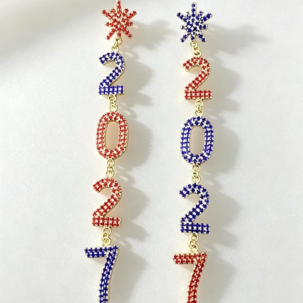 1 Pair/Set Fashion 2027 Digital Earrings 2027 Number Pendant Earrings Celebration Holiday