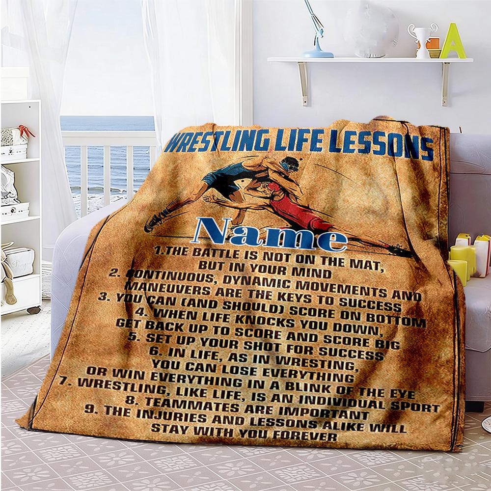 Wrestling75 Customize Text Blanket Lightweight Personalized Blanket Comfortable Great for Bedding Picnics Chair Nap for All Occasions