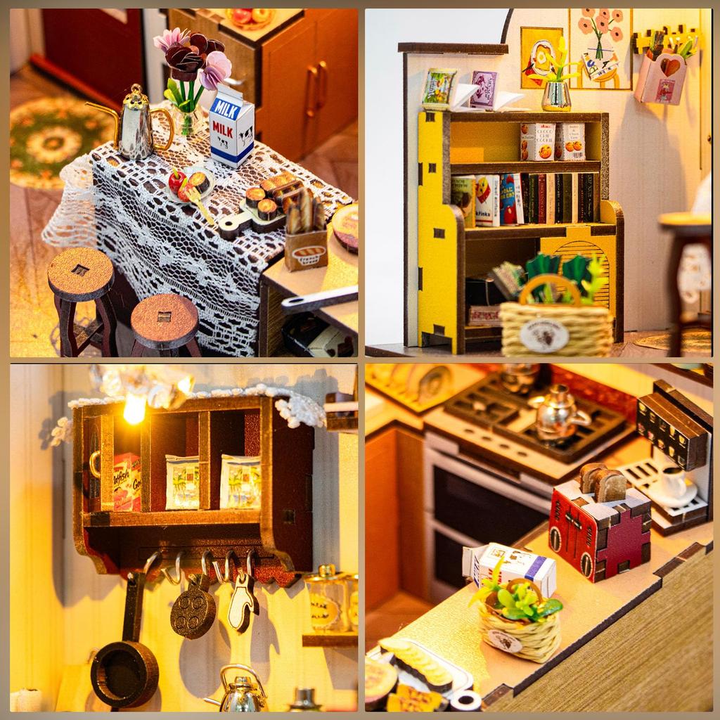 Набор миниатюрного кукольного домика CRESYMME, Деревянный 3D-пазл, Сделай сам ручной работы для взрослых (Кухня Кохару)