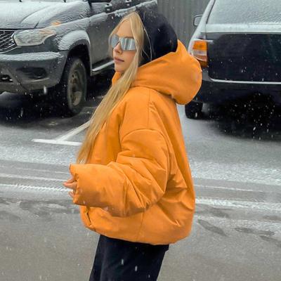 Женское зимнее хлопковое пальто с толстой подкладкой, ветрозащитное, сохраняющее тепло, с большим карманом, с капюшоном, однотонная толстовка с длинными рукавами, куртка-пуловер