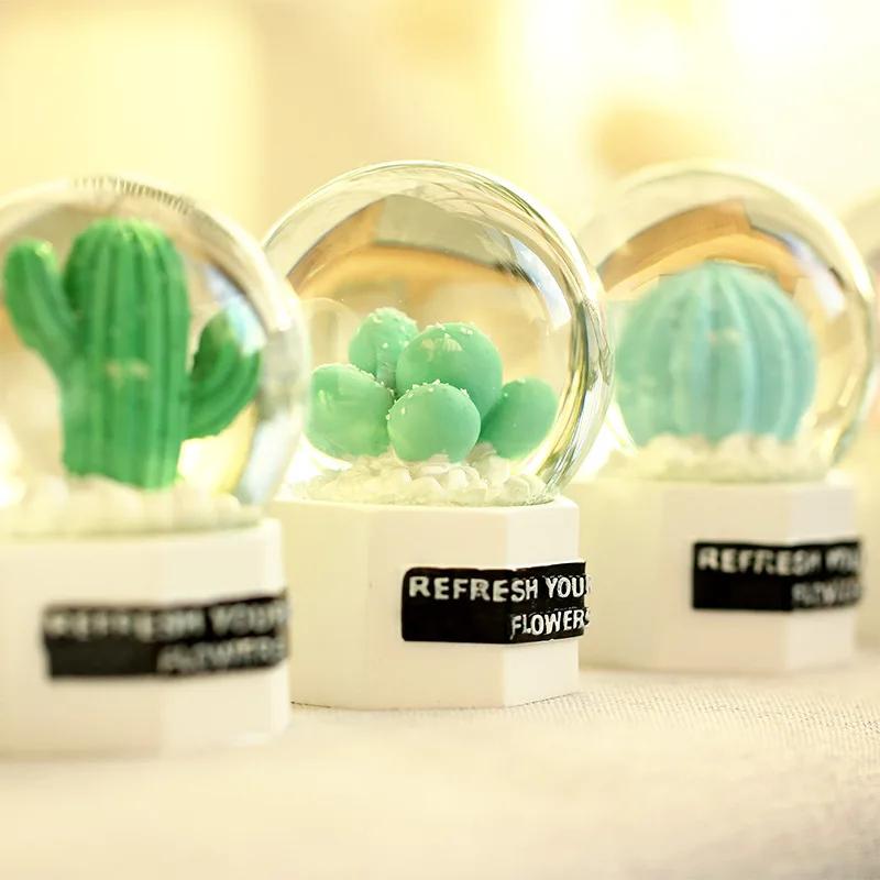Cartoon Green Plant Crystal Ball Resin Ornaments Children Birthday Gift Bedroom Living Room Decoration