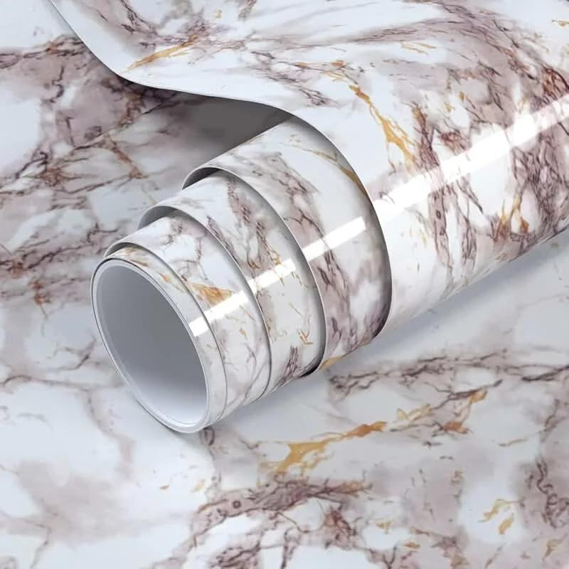 DIY Marble Kitchen Waterproof Stickers PVC Self Adhesive Oil Proof Wall Sticker for Desktop Bathroom Renovation Wall Decor