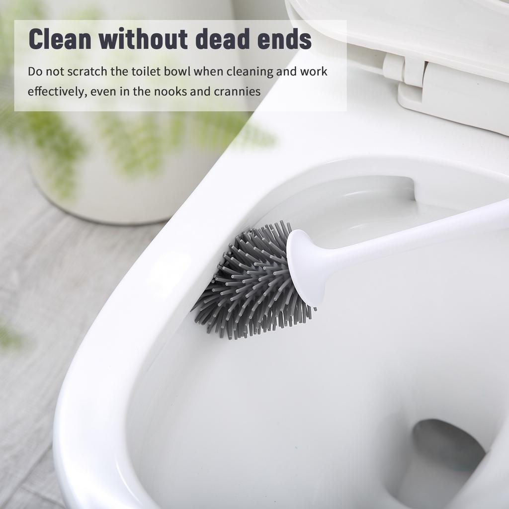 Ecoco Toilet Brush and Holder Set Toilet Bowl Brush Bathroom Hollow Drainage Holder Toilet Soft Cleaner Brush Kit with