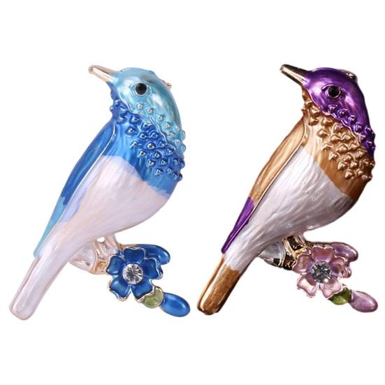 Милая эмалированная синяя брошь в форме птицы, булавка в виде цветка, женская футболка, шаль, значок, костюм, лацкан, вечерние брошь в виде животного, подарок