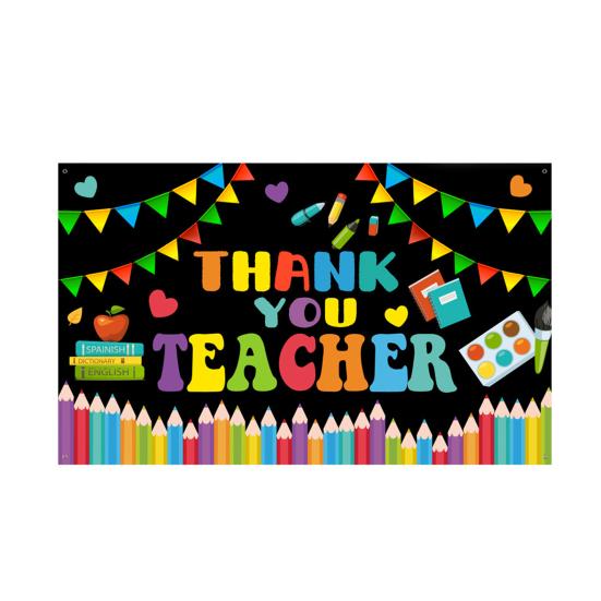 Баннер-фон для Недели признательности учителям. Спасибо учителям и сотрудникам. Украшение фона на День учителя. Декор для классной комнаты, школы, офиса.