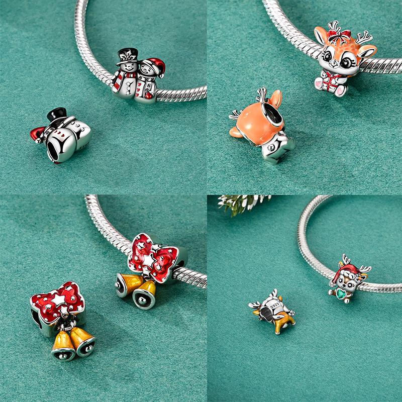 Winter 925 Sterling Silver Original Christmas Charms Bead Pendant Fit Original Bracelet Necklace For Women DIY Jelwelry Gift