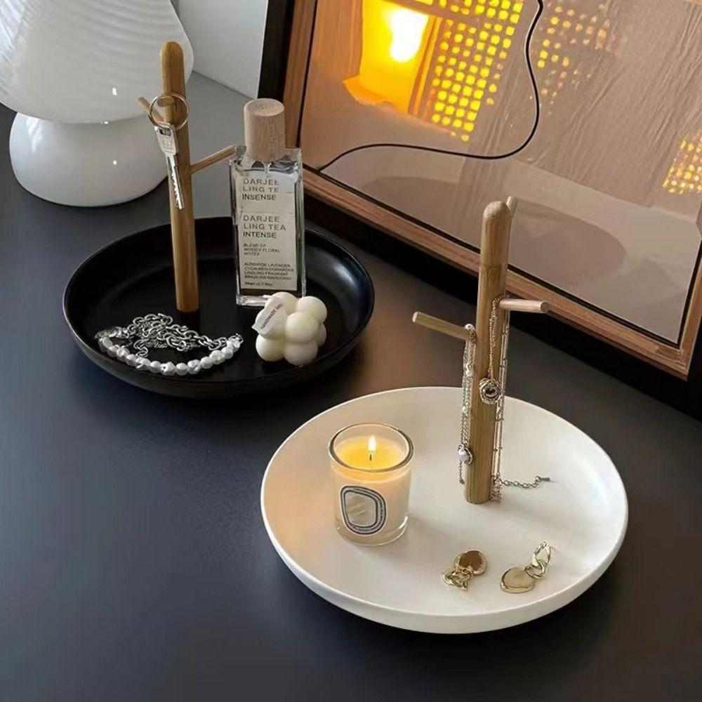 Wooden Jewelry Hanging Rack Simple Bathroom Shelf Multi-Function Storage Tray Living Room