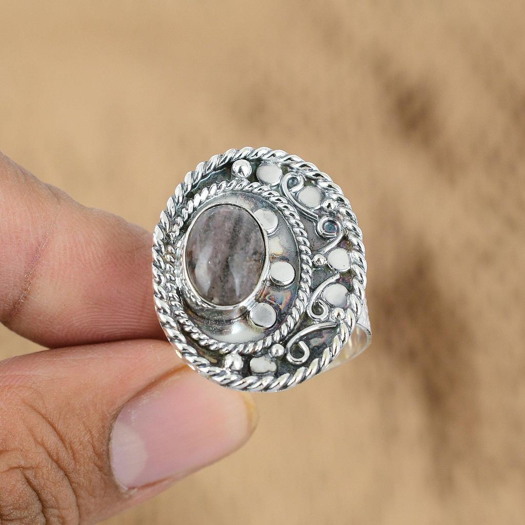 925 Sterling Silver Oval Pink Touramline Gemstone Unique Anniversary Mother Ring