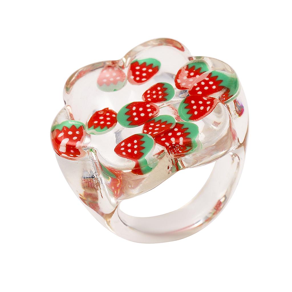 Кольцо из смолы, прозрачное кольцо с фруктами, модное кольцо ручной работы, милое женское дизайнерское стильное кольцо