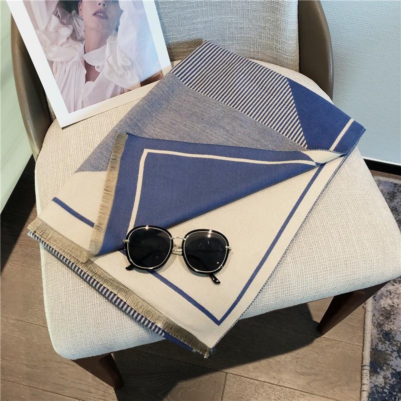 Classic Fashion Letter Thousand Birds Grid Imitation Cashmere Scarf Women's Winter Thickened Double Sided Air Conditioning Shawl Scarf Women's