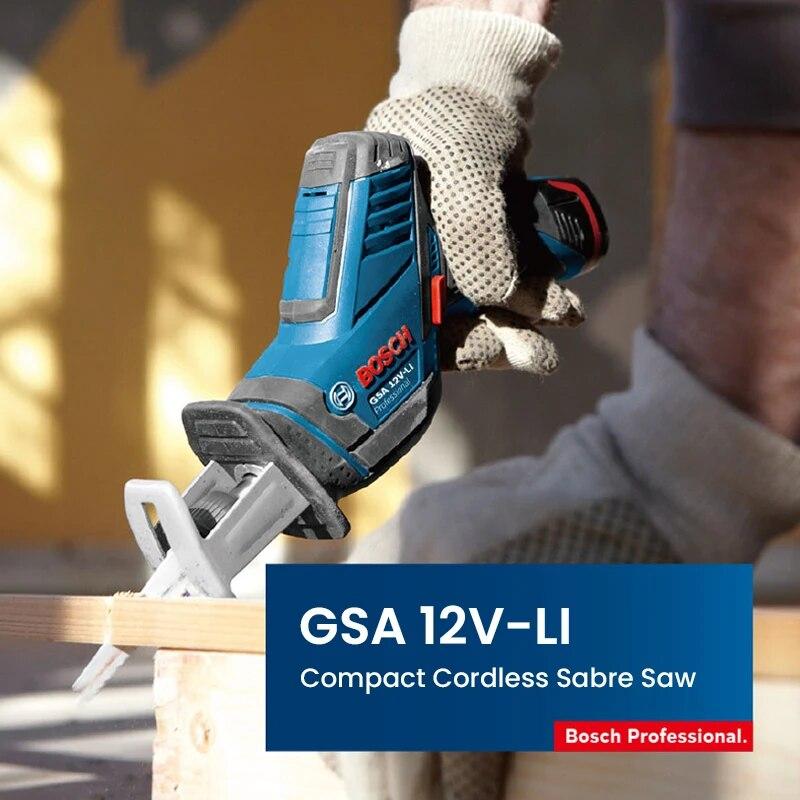 Bosch GSA 12V-LI Сабельная пила 12В Аккумуляторная сабельная пила Перезаряжаемый резак по дереву и металлу с 2 режущими лезвиями 1 литиевая батарея