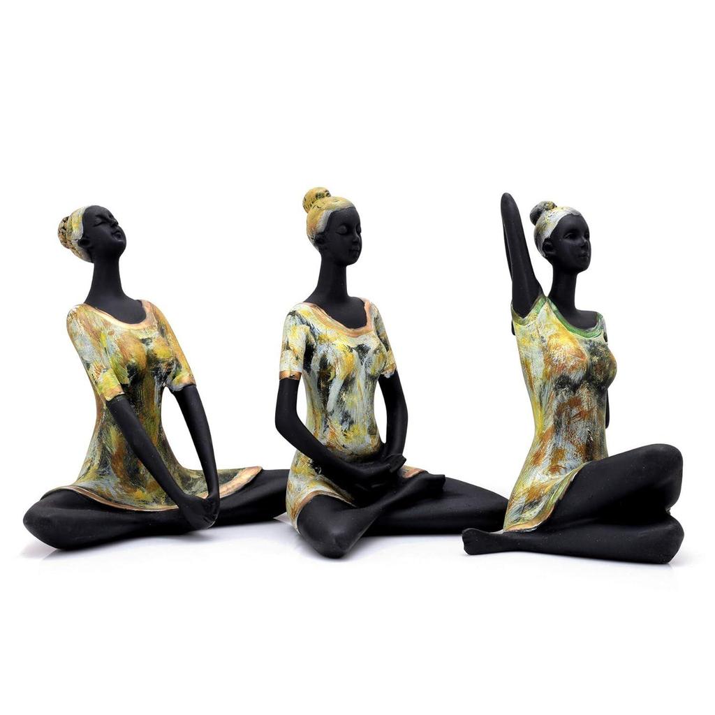 Resin Yoga Lady Showpiece For Home Decor & Office Decor (Set of 3),