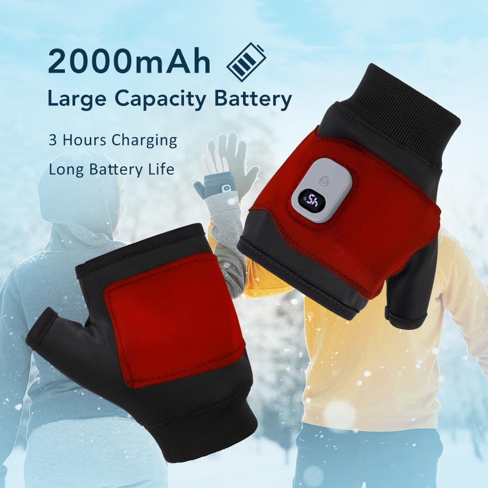 Electric Heating Gloves Half Finger Hand Support Winter Warm Palm Protection Outdoor Sport Hot Compress Anti-Attrition Protect