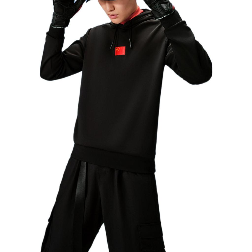 Anta Сплошной цветной принт с логотипом, пуловер с капюшоном, толстовка с длинными рукавами, мужская толстовка с капюшоном, черный 152250706-2