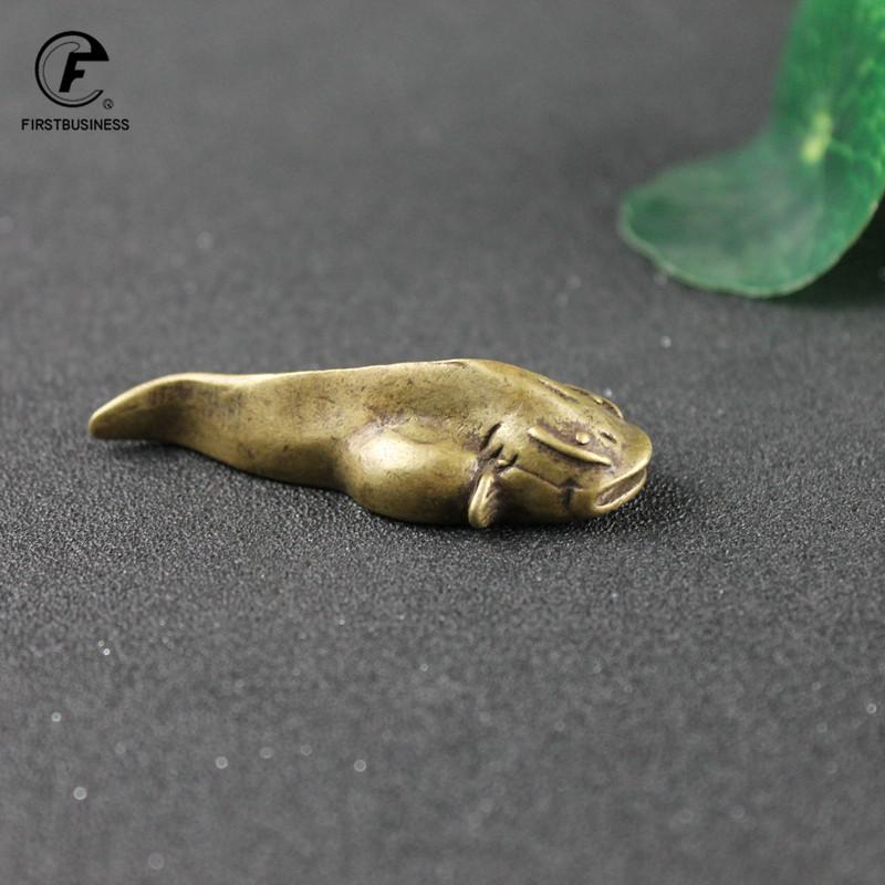 New Strange Retro Brass Creative Tadpole Statue Small Ornament Copper Animal Sculpture Home Desk Decoration Tea Pet Key Chain