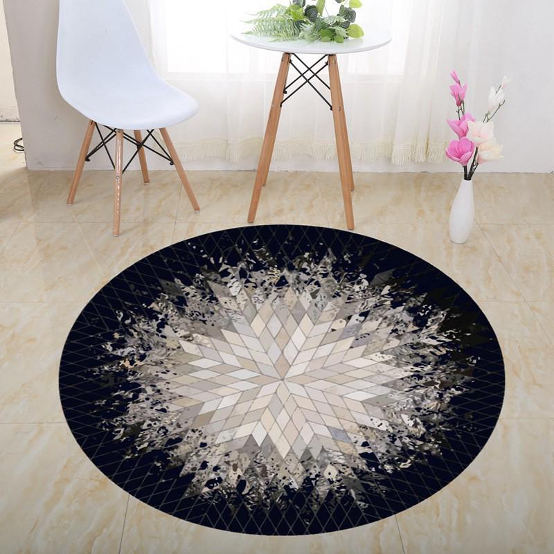 3D Illusion Halloween Black & White Round Carpet for Bedroom & Living Room