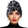1Pc Rose Elastic Headscarf Fashion Muslim Grace Leopard Print Hat Retro Style Head Cap Indain Hat Leopard Print