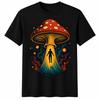 Trippy Mushroom UFO T-Shirt Psychedelic Alien Abduction Cosmic Unisex Tee