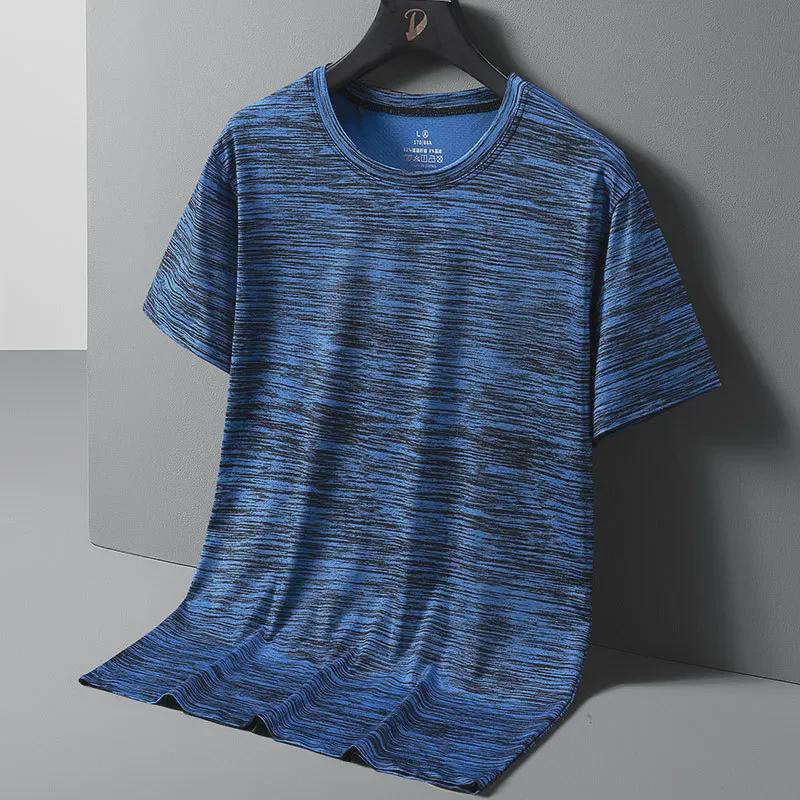 Мужская летняя футболка с рисунком бамбука, быстросохнущая, из ледяного шелка, размеры M-8XL, короткий рукав, круглый вырез
