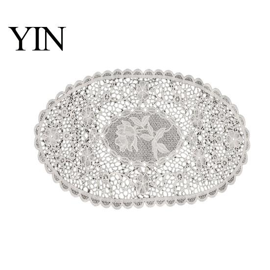 Rectangular Lace Mats for Coffee Tables White Doily, Elegant Retro Placemat, Embroidered Table Decorative Centerpiece Dining Mat, Round Oval