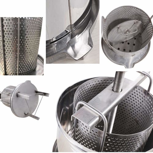 HCTOOL Honey Separator, Honey Press, Honey Extractor, Manual Honey Extractor, Vegetable Dehydrator, Honey Compressor, Stainless Steel, Beekeeping Equi